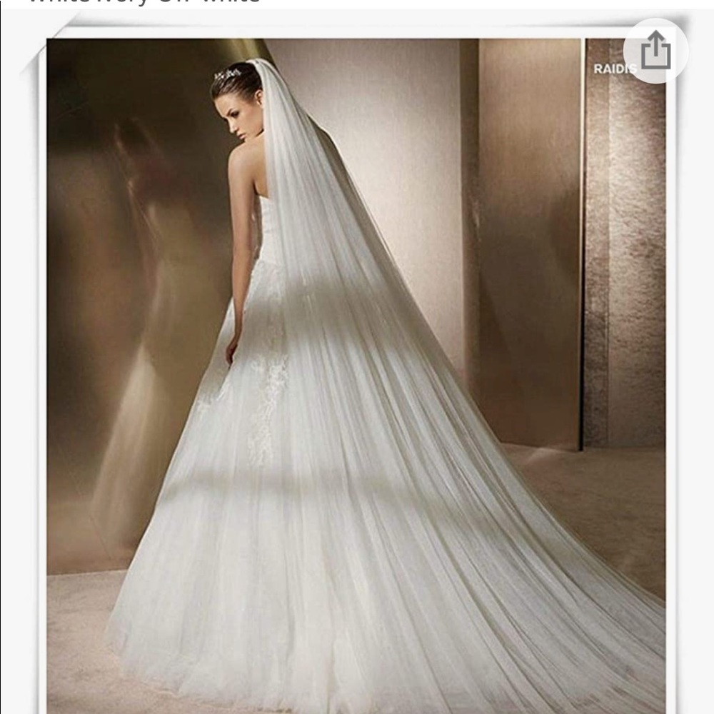 Bridal Wedding Veil 2T Trailing Long Cut Edge with Comb-V37 Ivory
